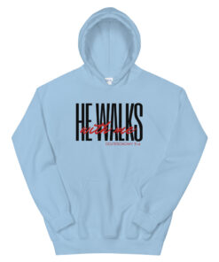 Alternative view of He Walks With Me Black/Red Hoodie